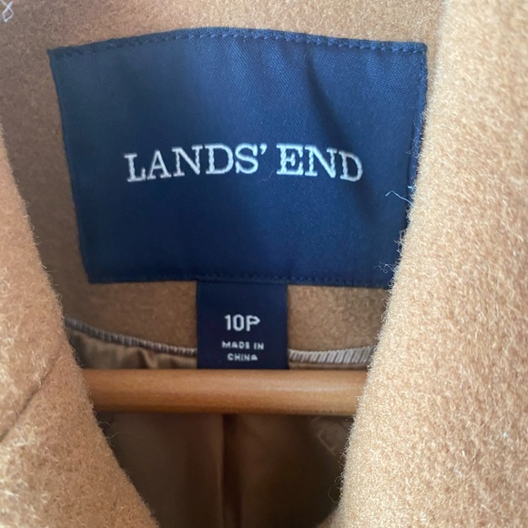 LANDS’ END Camel Wool Blend Classy Preppy Short Peacoat SZ 10P - Picture 3 of 8